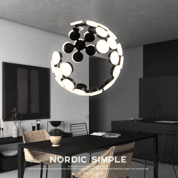 Moon LED Chandelier - Nordic Side - architecture, arcitecture, art, artist, contemporaryart, decor, decoration, design, designer, designinspiration, edison, grey, home, home decor, home decor