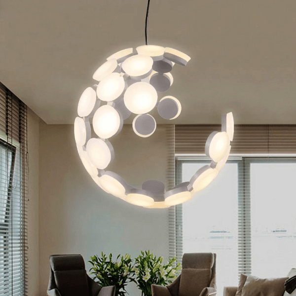 Moon LED Chandelier - Nordic Side - architecture, arcitecture, art, artist, contemporaryart, decor, decoration, design, designer, designinspiration, edison, grey, home, home decor, home decor