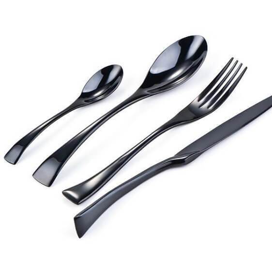 Onyx Jet Black Silverware Set - Nordic Side - architecture, arcitecture, art, artist, contemporaryart, decor, decoration, design, designer, designinspiration, edison, grey, home, home decor, 