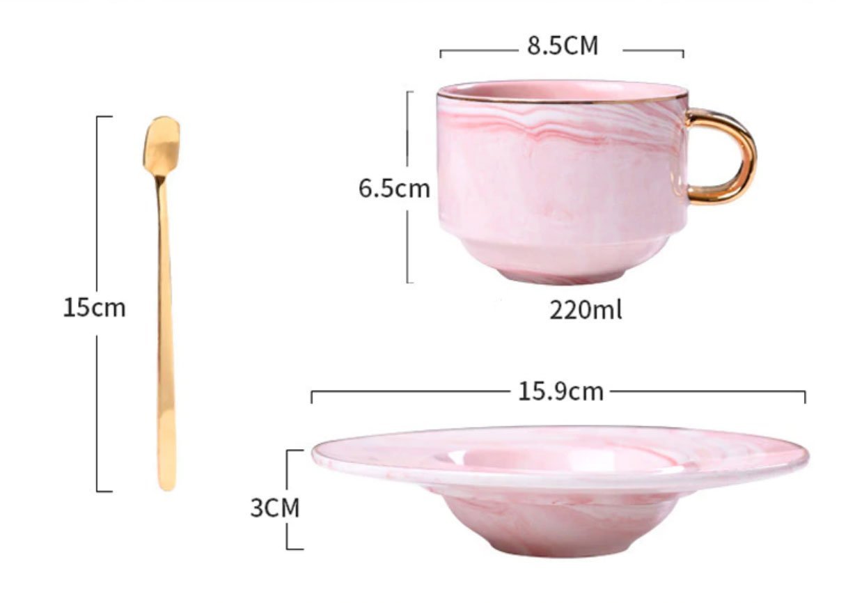 Pink & Grey Marble Tea Cup - Nordic Side - 