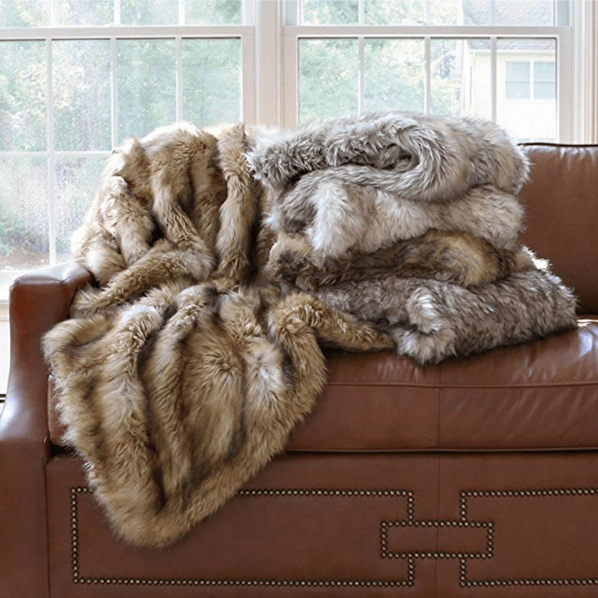 Platinum Frost Fox Faux-Fur Blanket Throw - Nordic Side - bed, bedding, bis-hidden, throw pillow