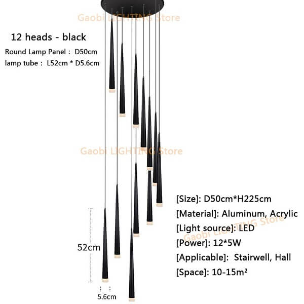 Wi - Conical Tube Black LED - Nordic Side - architecture, arcitecture, art, artist, ashley furniture near me, bobs furniture outlet, cheap furniture near me, city furniture near me, contempor