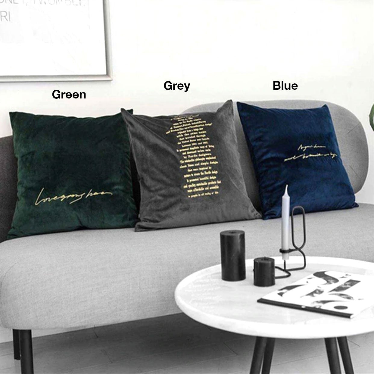 Velvet Cushions with Gold Letters - Nordic Side - 