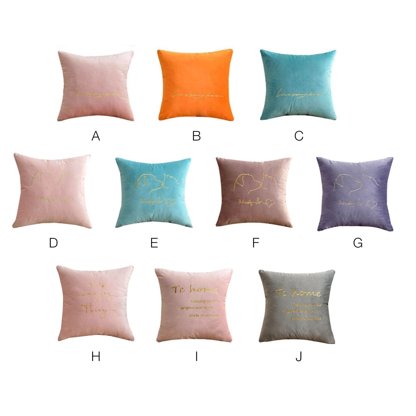 Velvet Cushions with Gold Letters - Nordic Side - 