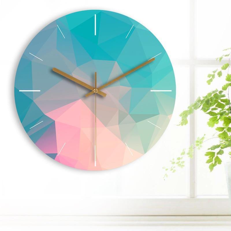 Vibrant Geometric Wall Clock - Nordic Side - clock, geometric, vibrant