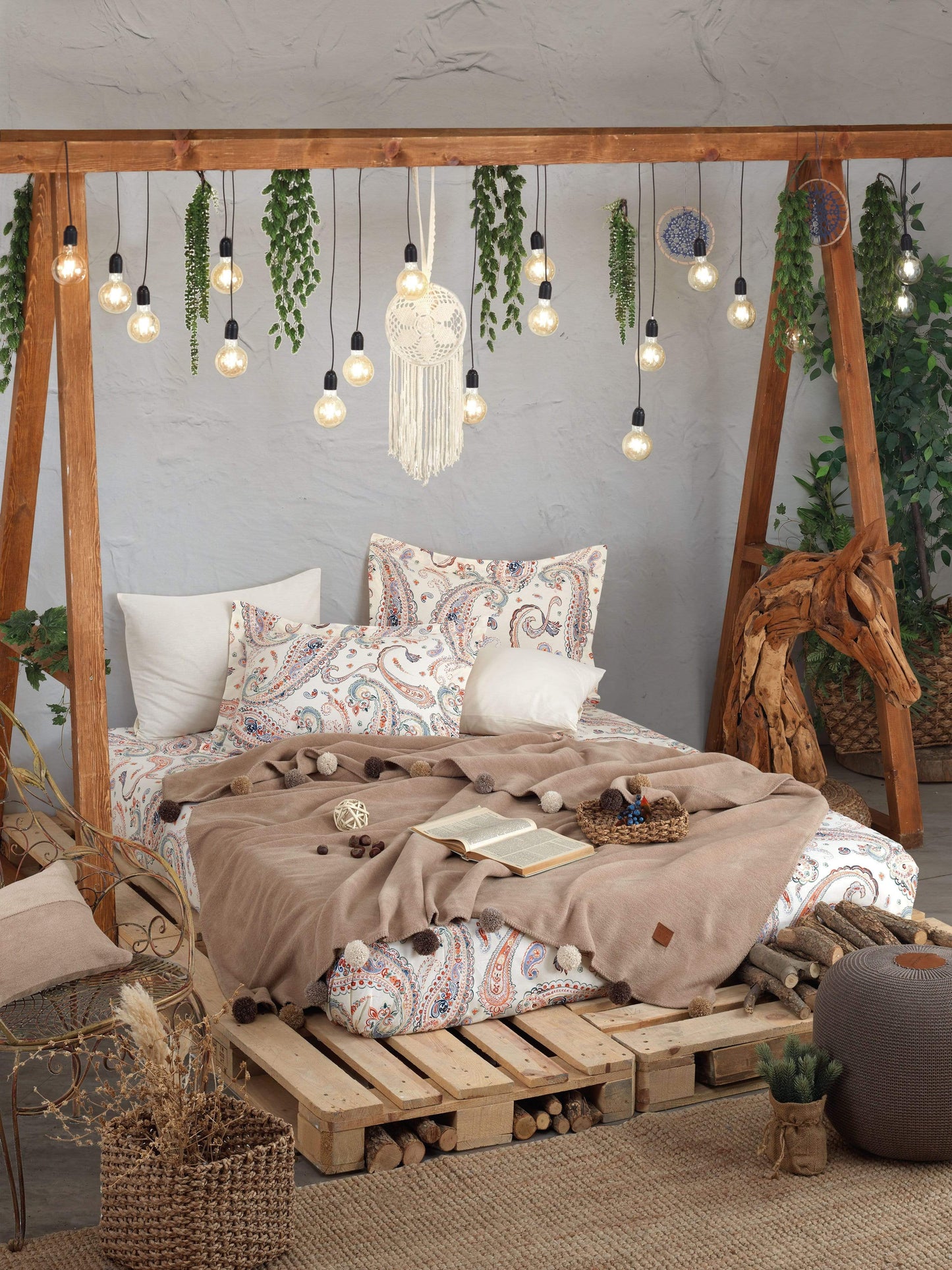 Boho Cappuccino Linen Set | Bedding | NordicAbode.com