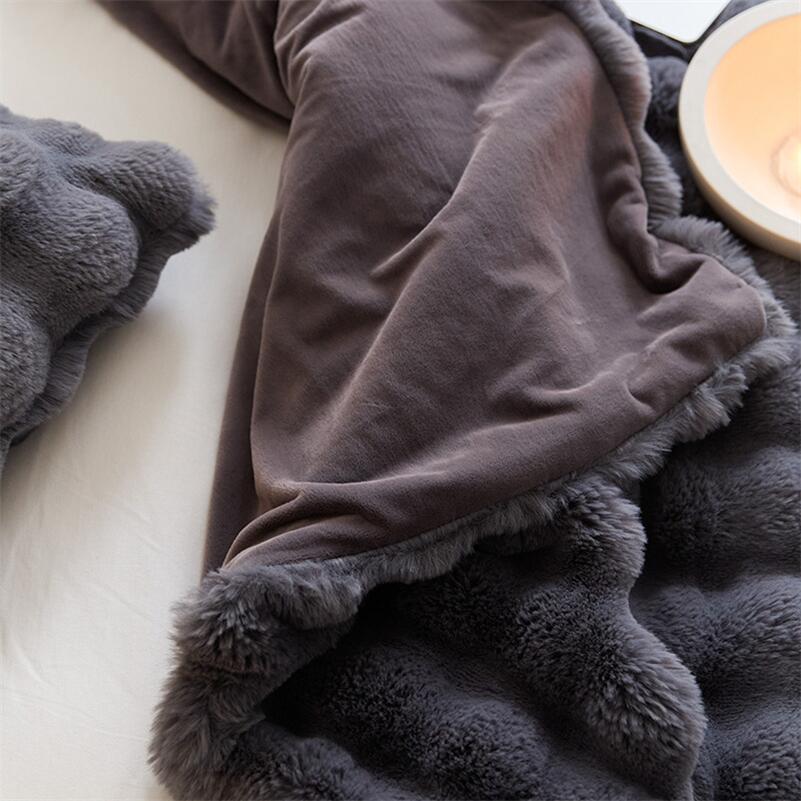 Rabbit Faux-Fur Blanket Throw