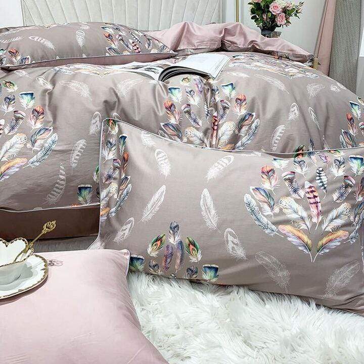 Feather Silk Duvet Cover Set - Nordic Side - bed, spo-disabled