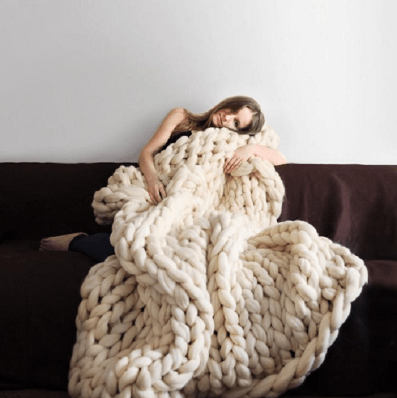 Handmade Chunky Knit Blanket - Nordic Side - Cool, Women Beauty