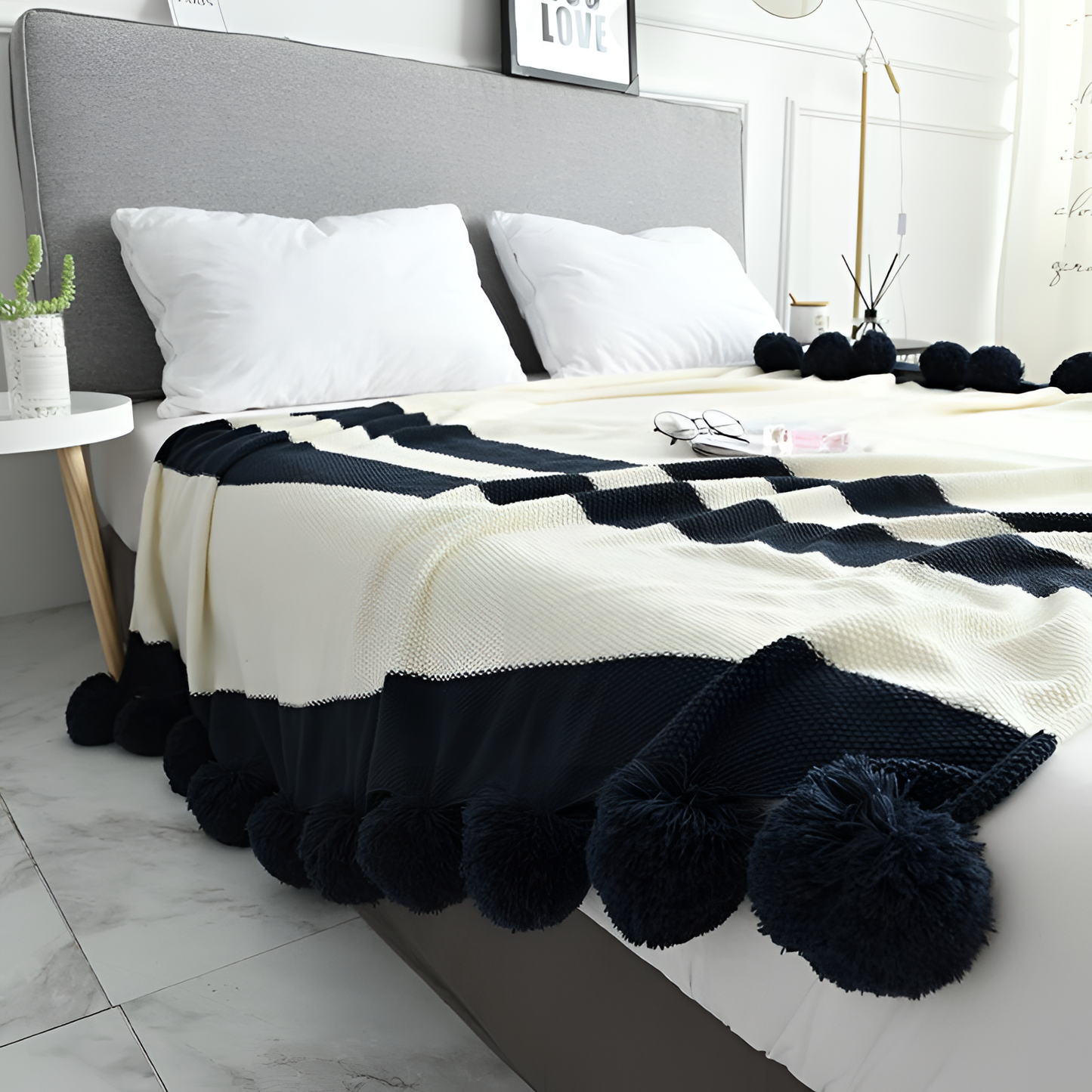 Hugo Fringe Knit Throw Blanket | Throws | NordicAbode.com