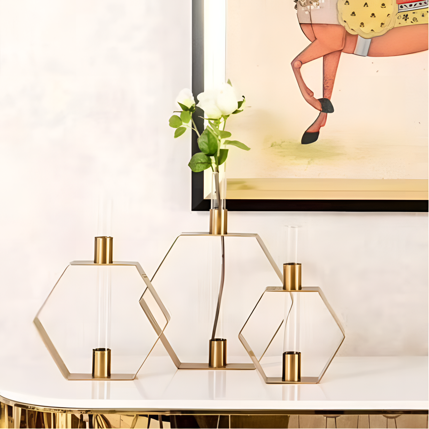 Metal Gold Hexagonal Vases - Metal | Vases | NordicAbode.com