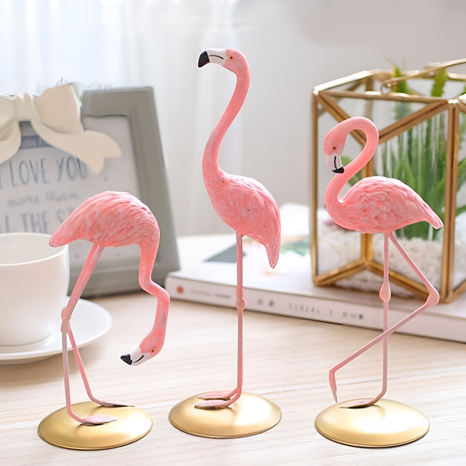 Tropical Vibrant Flamingo Figurines - Resin Material | Figurines | NordicAbode.com