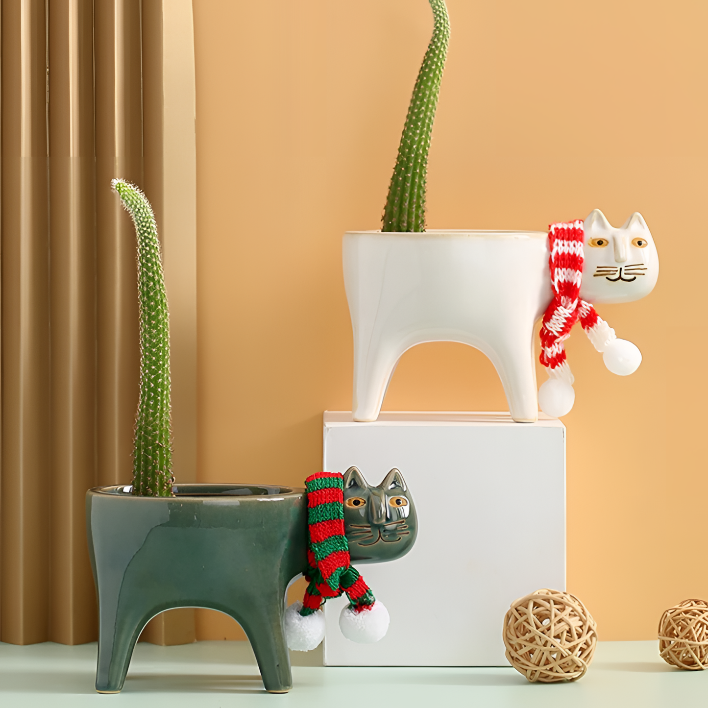 Ceramic Cat Flower Pots - Eco-Friendly Design | Planters | NordicAbode.com