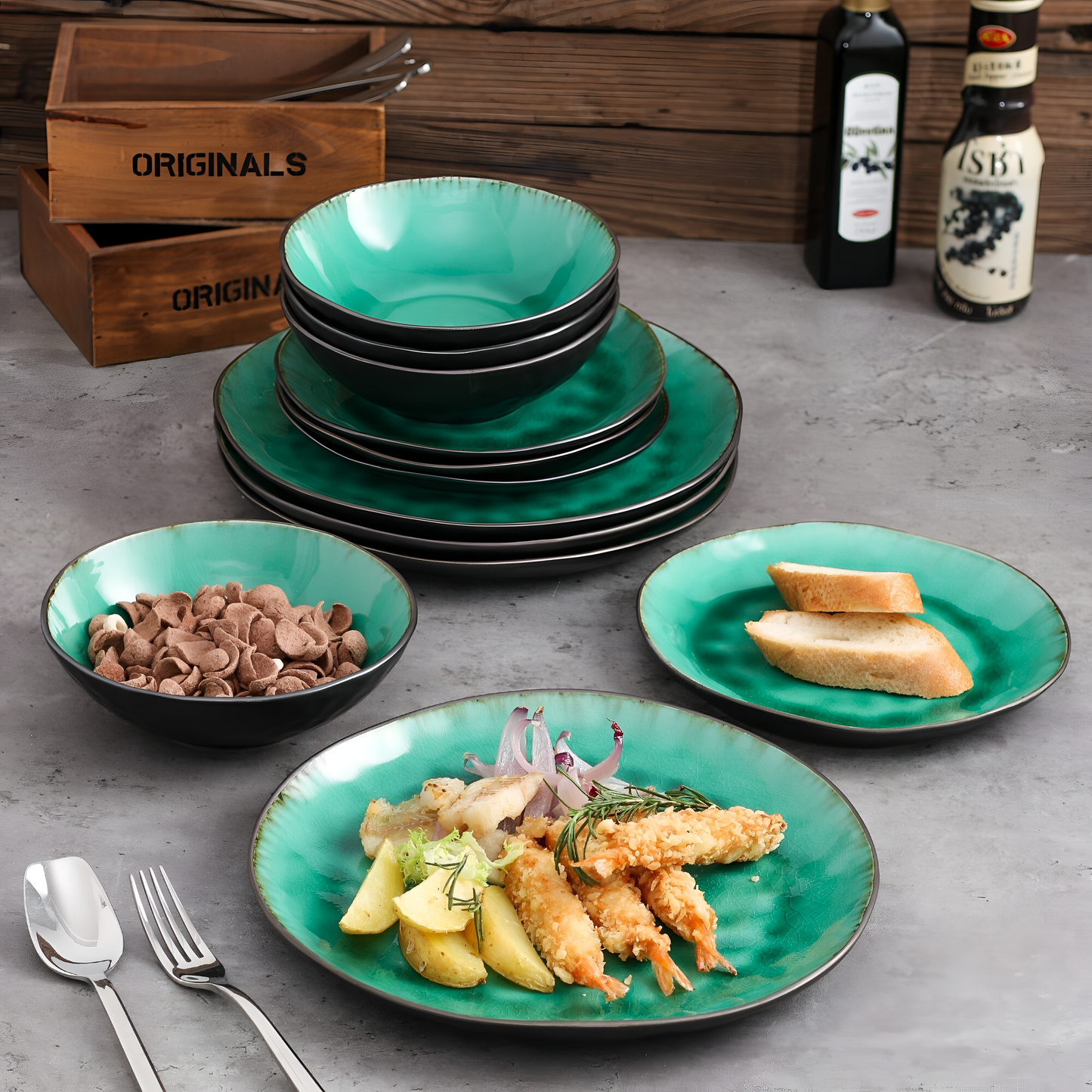 Radiante 24-Piece Vintage Ceramic Dinnerware Set | Dinnerware | NordicAbode.com