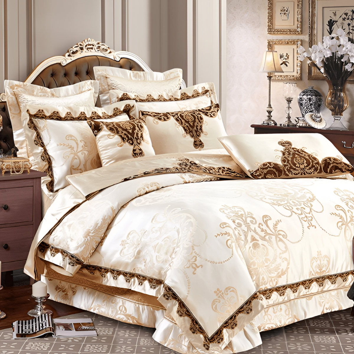 Bellor Elegant Floral Jacquard Duvet Set | Bedding | NordicAbode.com