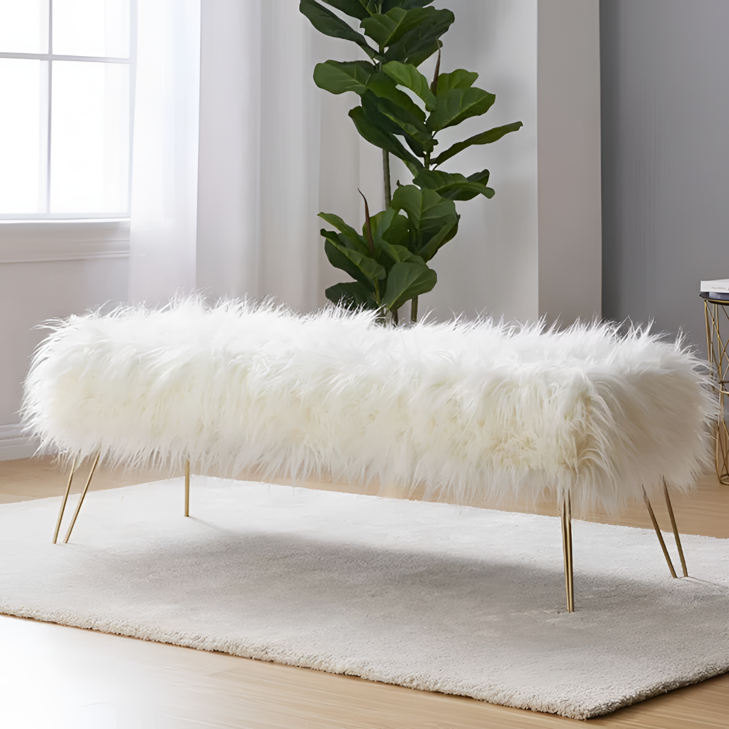 Alderson Faux Fur Ottoman - Luxurious Seating | Ottomans | NordicAbode.com