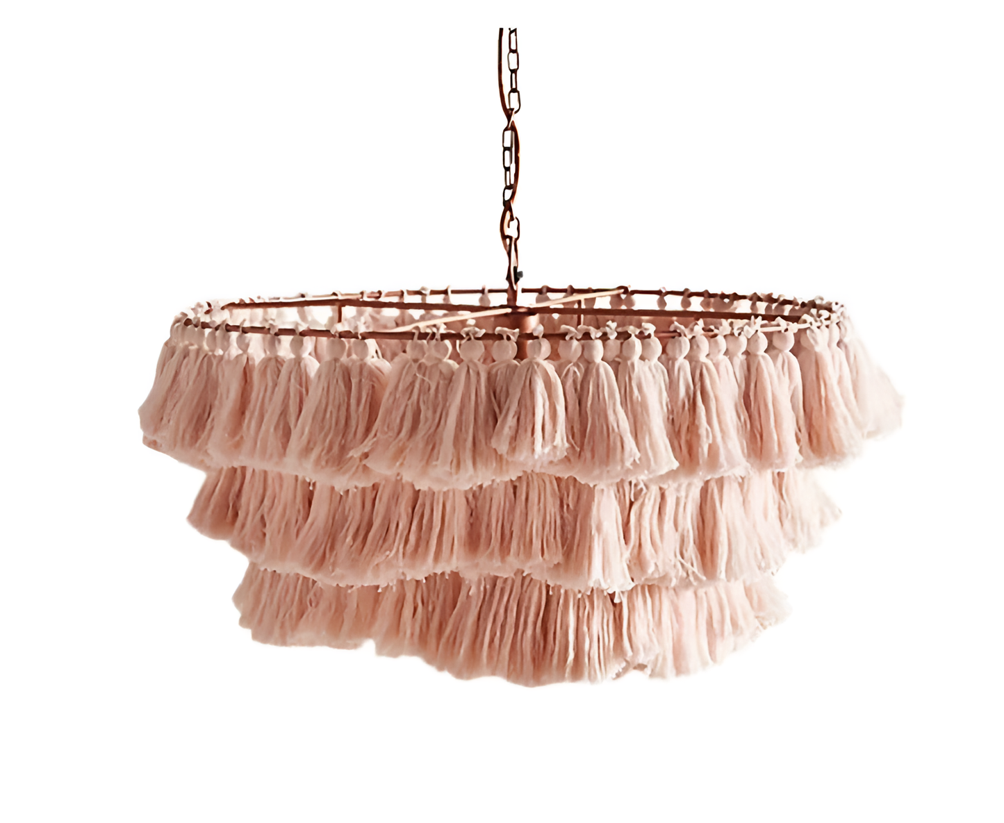 Pink Boho Chandelier with Pink Tassels | Lighting | NordicAbode.com