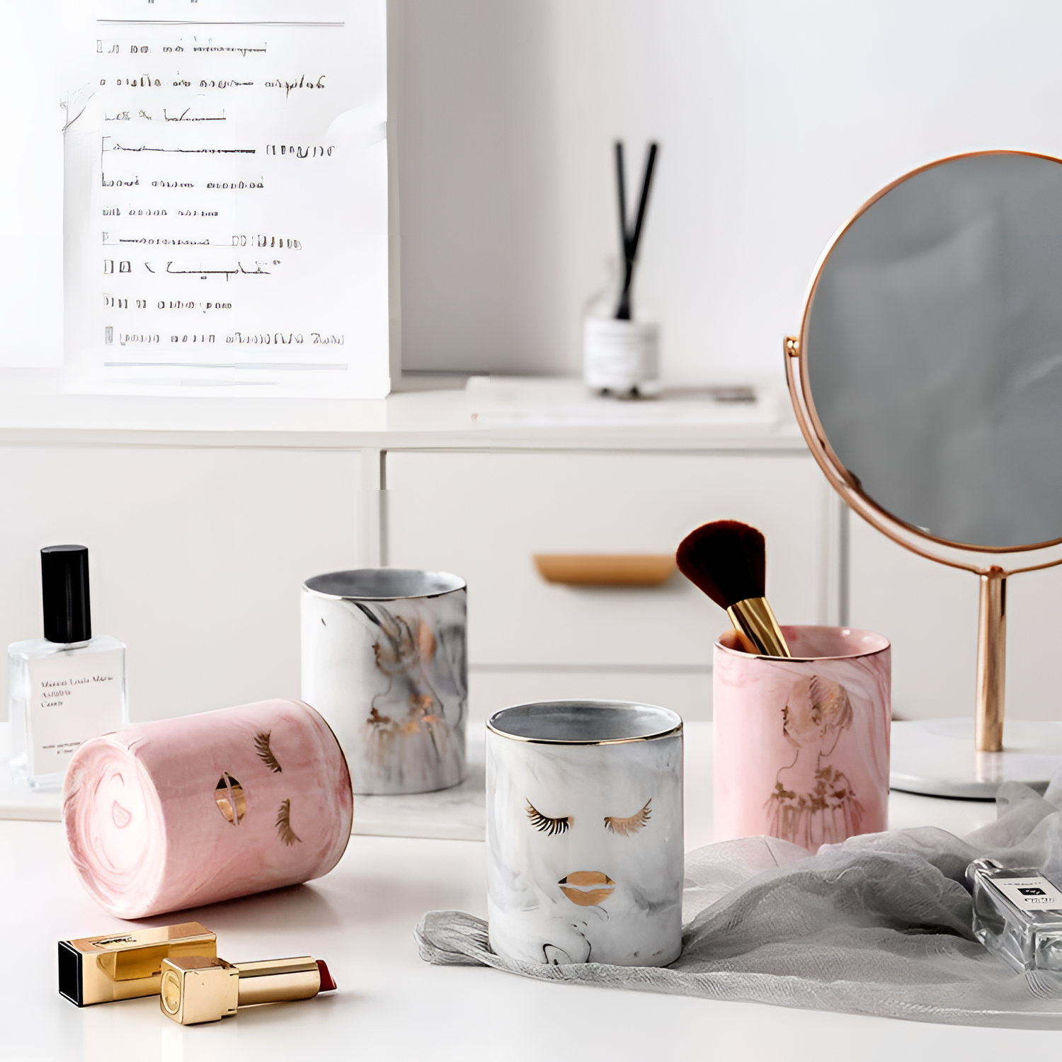 Marble Makeup Container | Beauty | NordicAbode.com