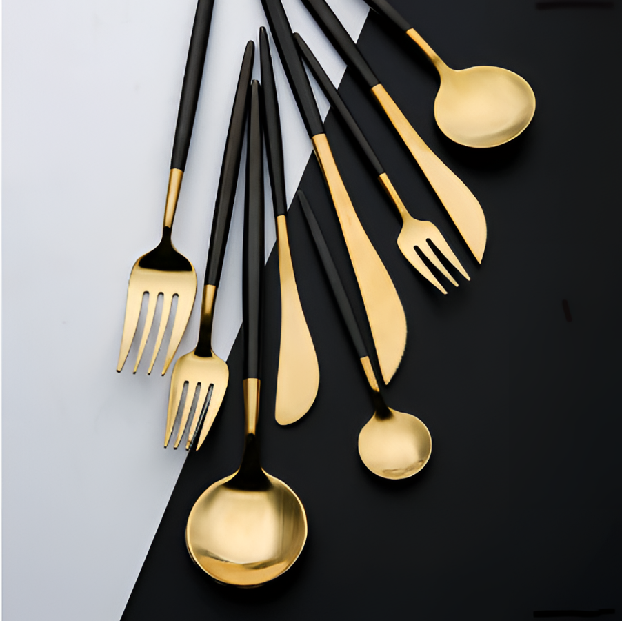 Black Elegant Stainless Cutlery Set | Cutlery | NordicAbode.com