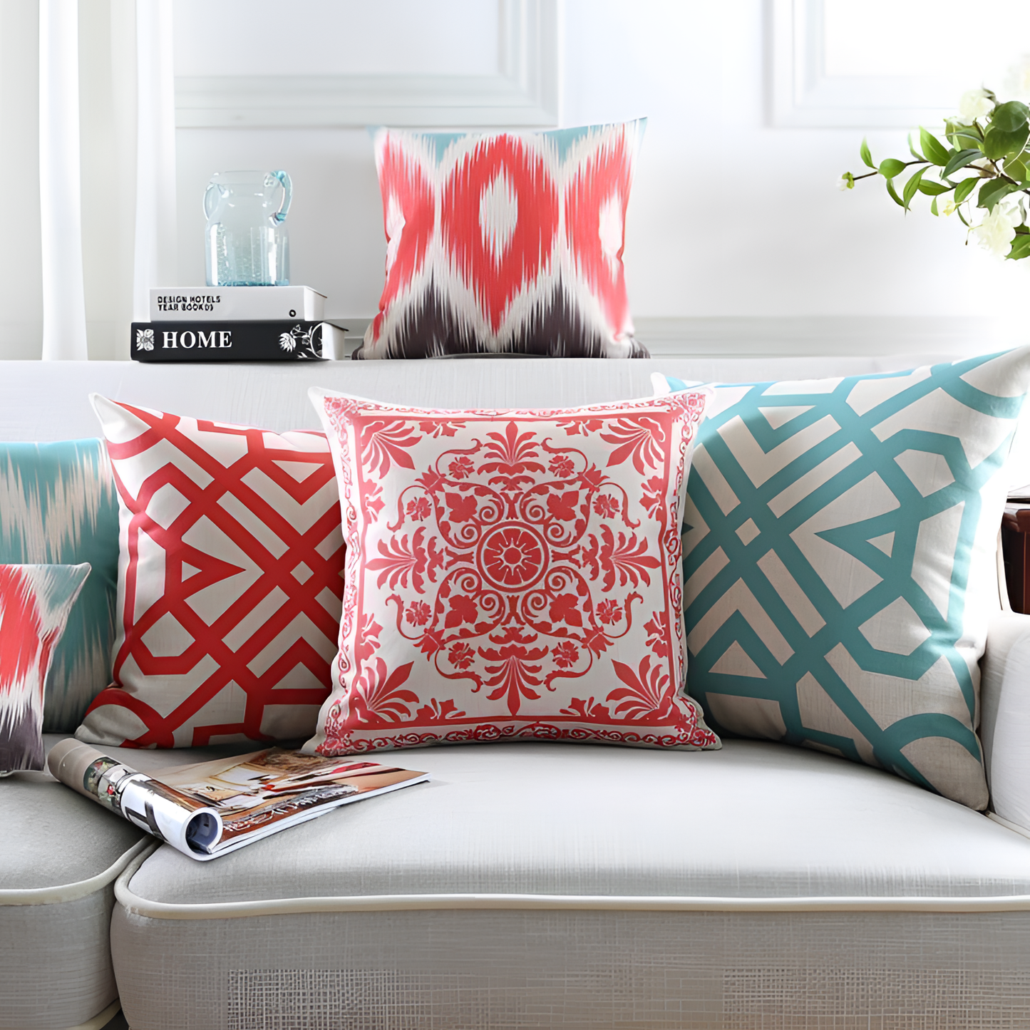 Vibrant Summer Red Floral Cushions | Cushions | NordicAbode.com