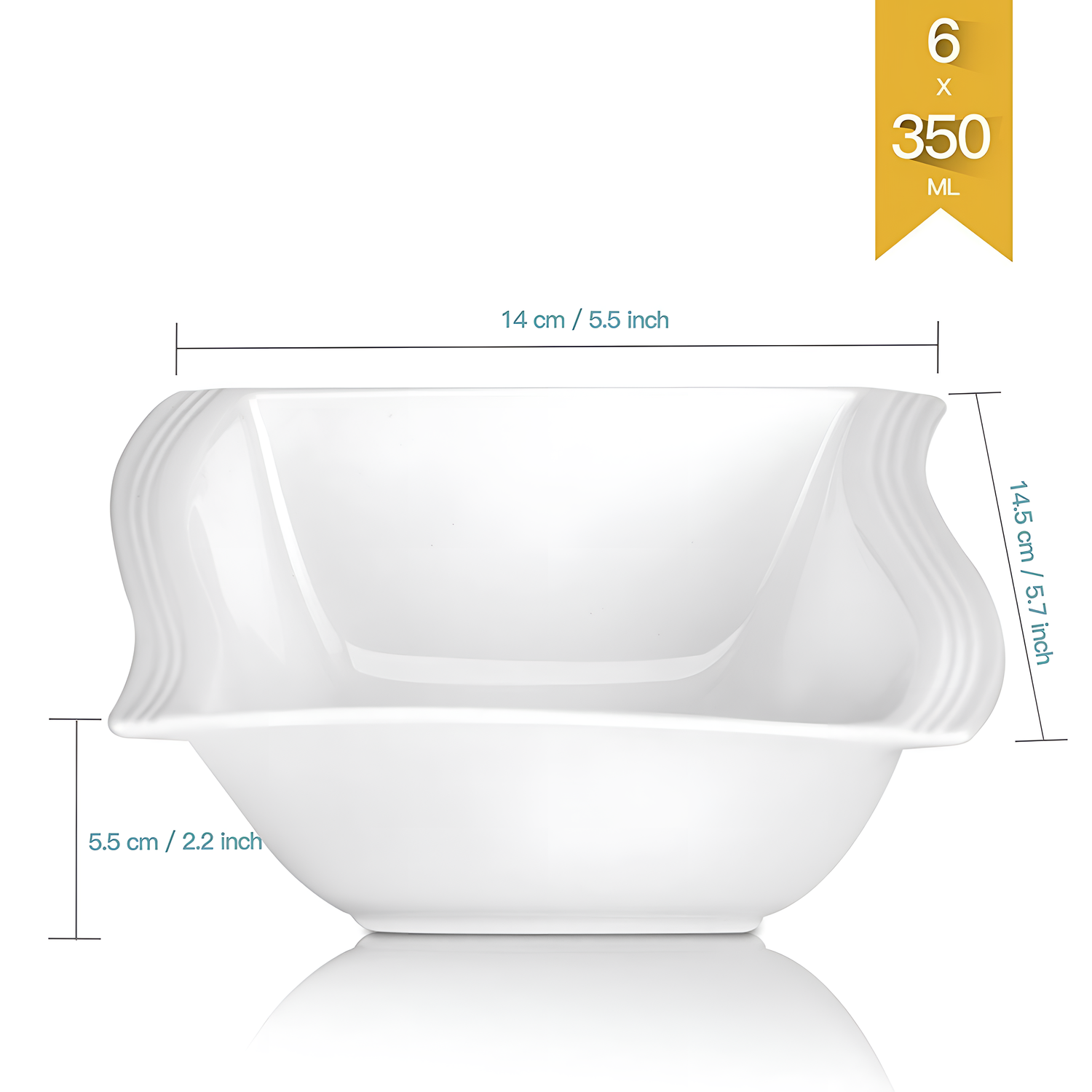 6-Pieces 6-Piece White Porcelain Square Soup Bowls | Dinnerware | NordicAbode.com