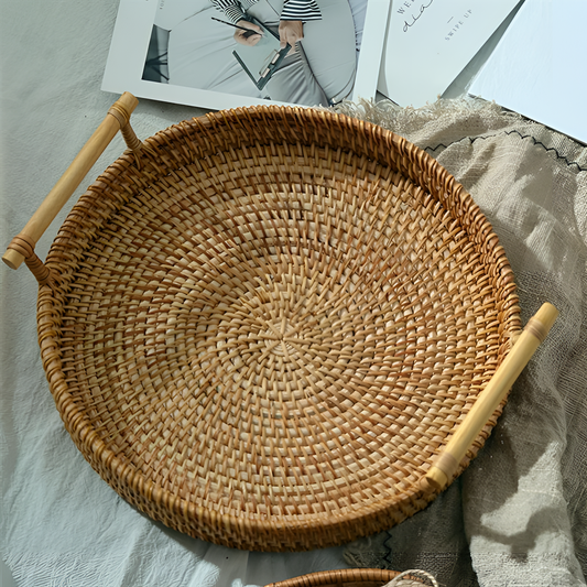 Alohaboho Handwoven Rattan Storage Tray | Serveware | NordicAbode.com