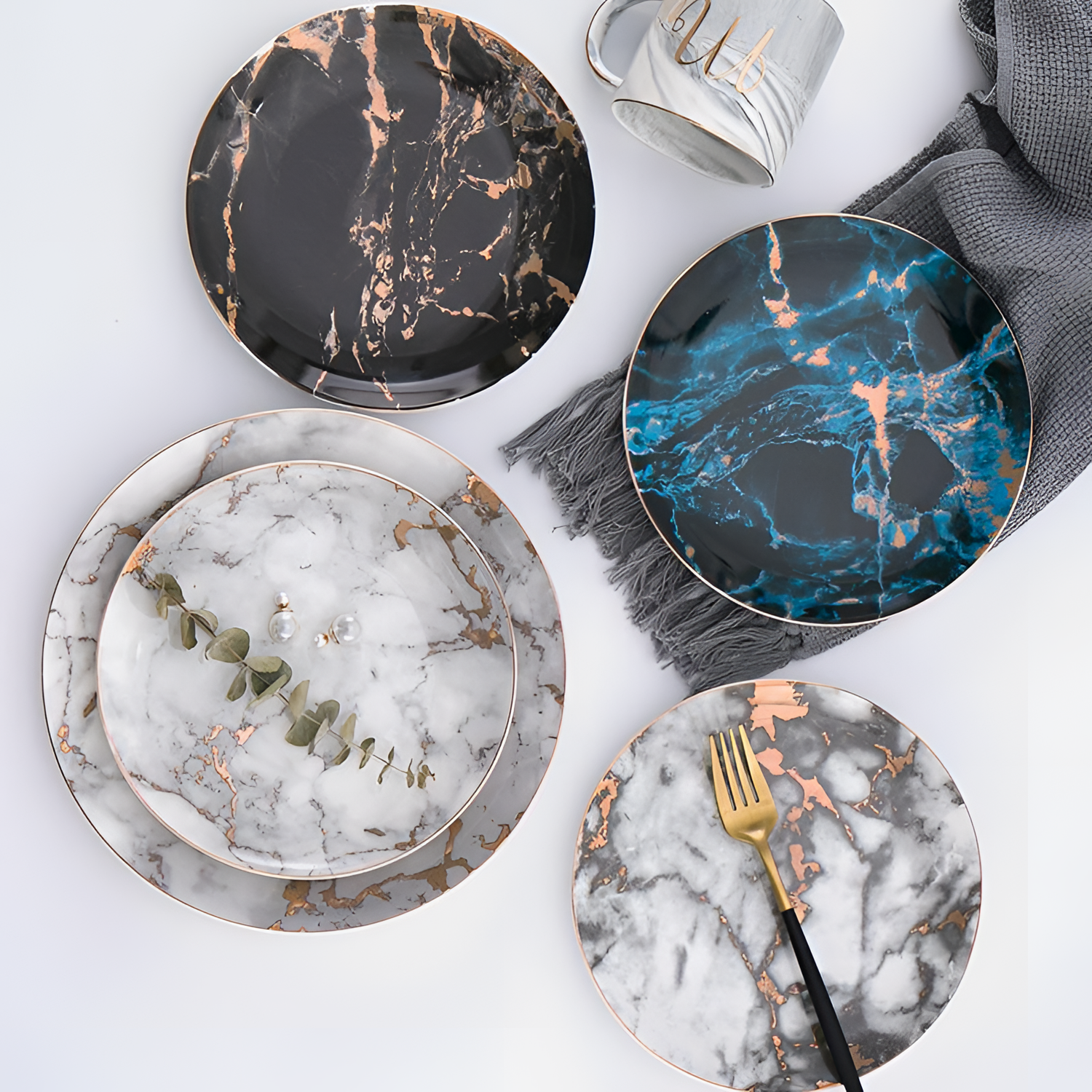 Gold Marble Plate - Ceramic | Tableware | NordicAbode.com