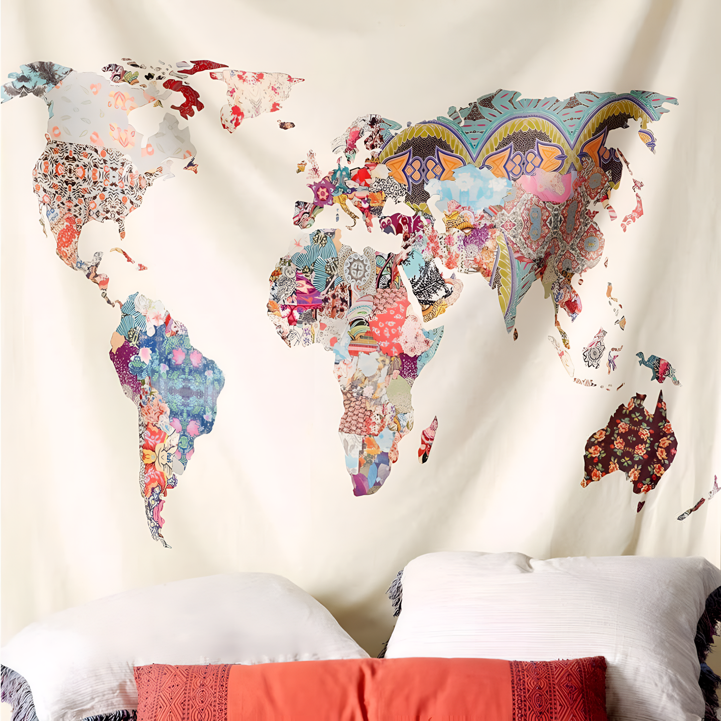 World Handmade World Map Wall Cloth | Wall Art | NordicAbode.com