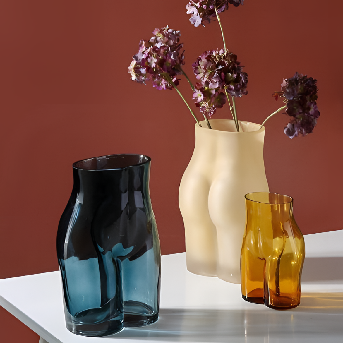 Dakota Glass Vase in Navy, Blue, or Brown | Vases | NordicAbode.com