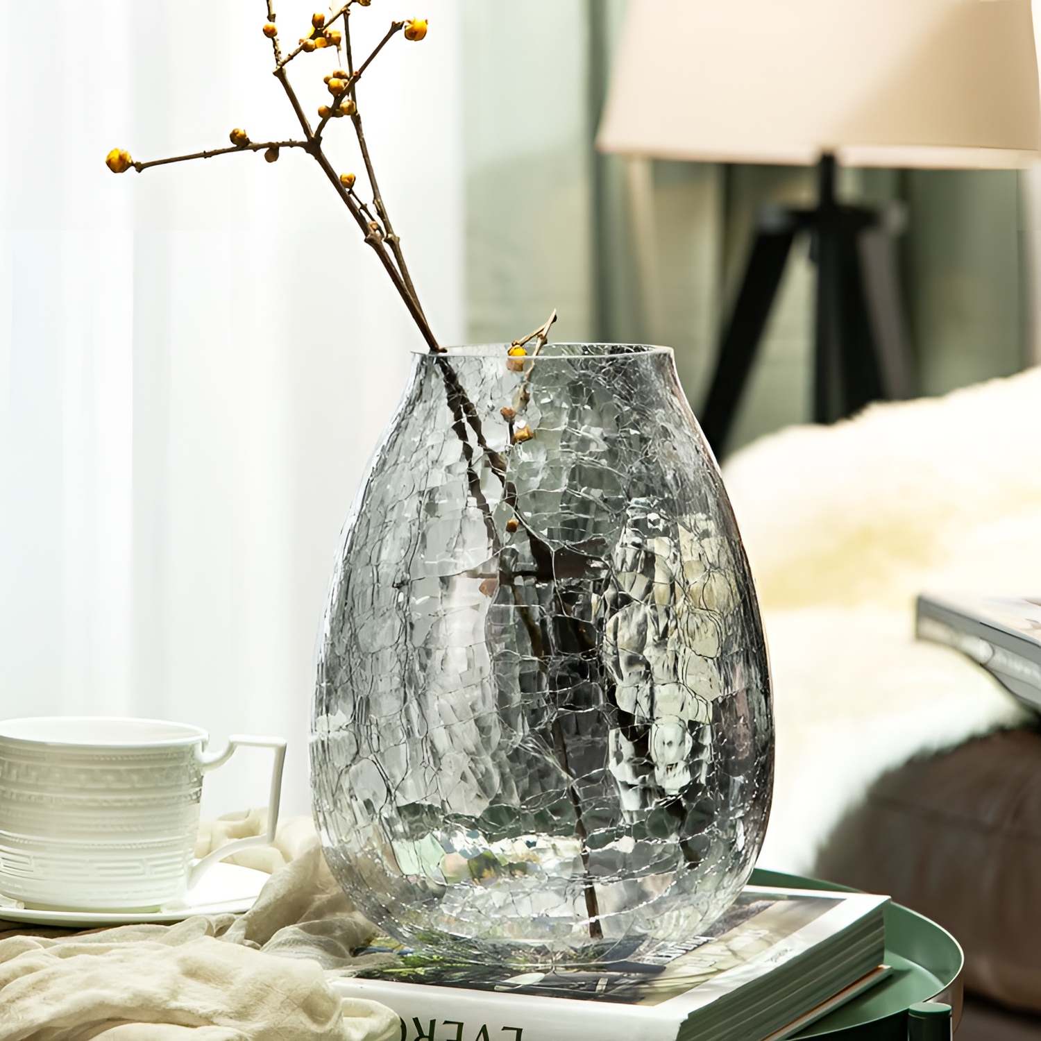 Elegant Ice Flower Glass Vase | Vases | NordicAbode.com