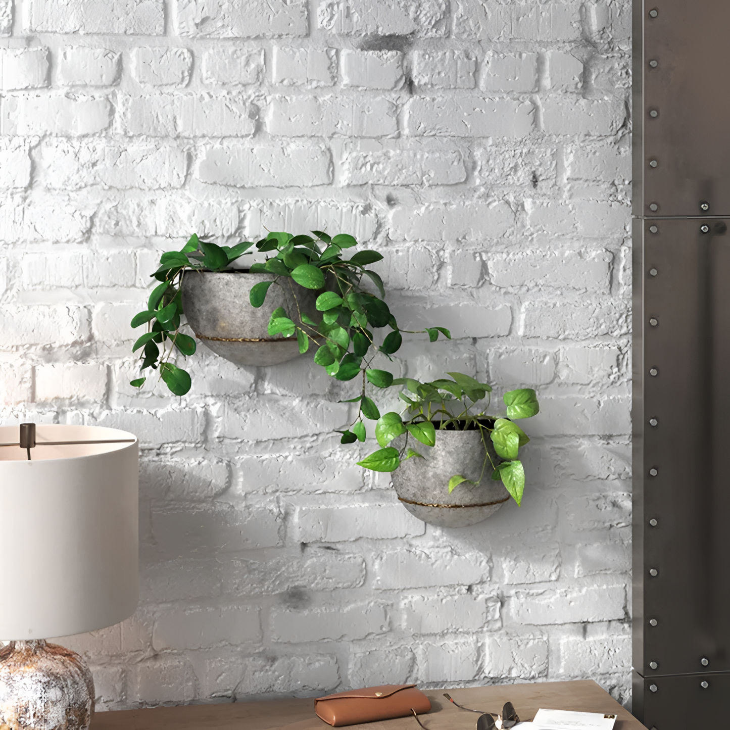 Clarence 2-Piece Galvanized Wall Planter Set | Planters | NordicAbode.com