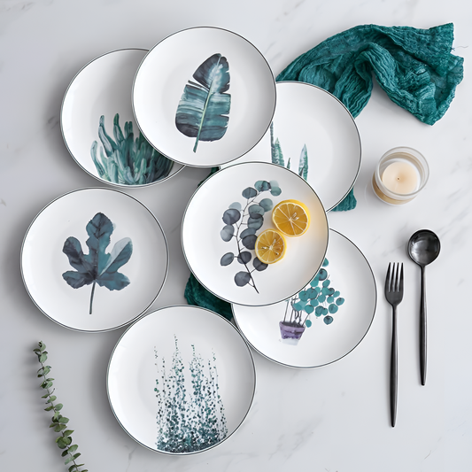 Watercolour Green Watercolor Ceramic Plate | Tableware | NordicAbode.com