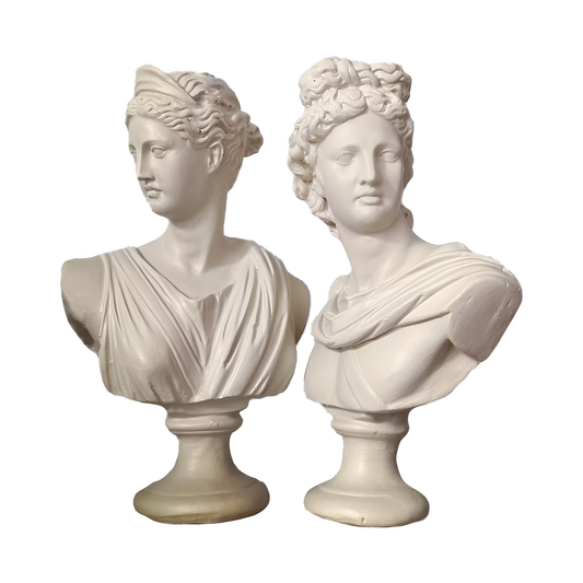 Artemis and Apollo in White Sculpture