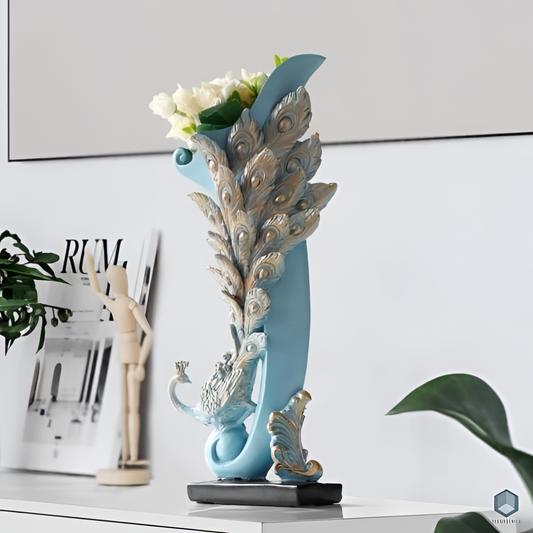 Peacock Vibrant Peacock Vase - Resin Decor | Vases | NordicAbode.com