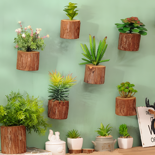 Woody 3D Trunk Wall Planter with Succulents | Planters | NordicAbode.com