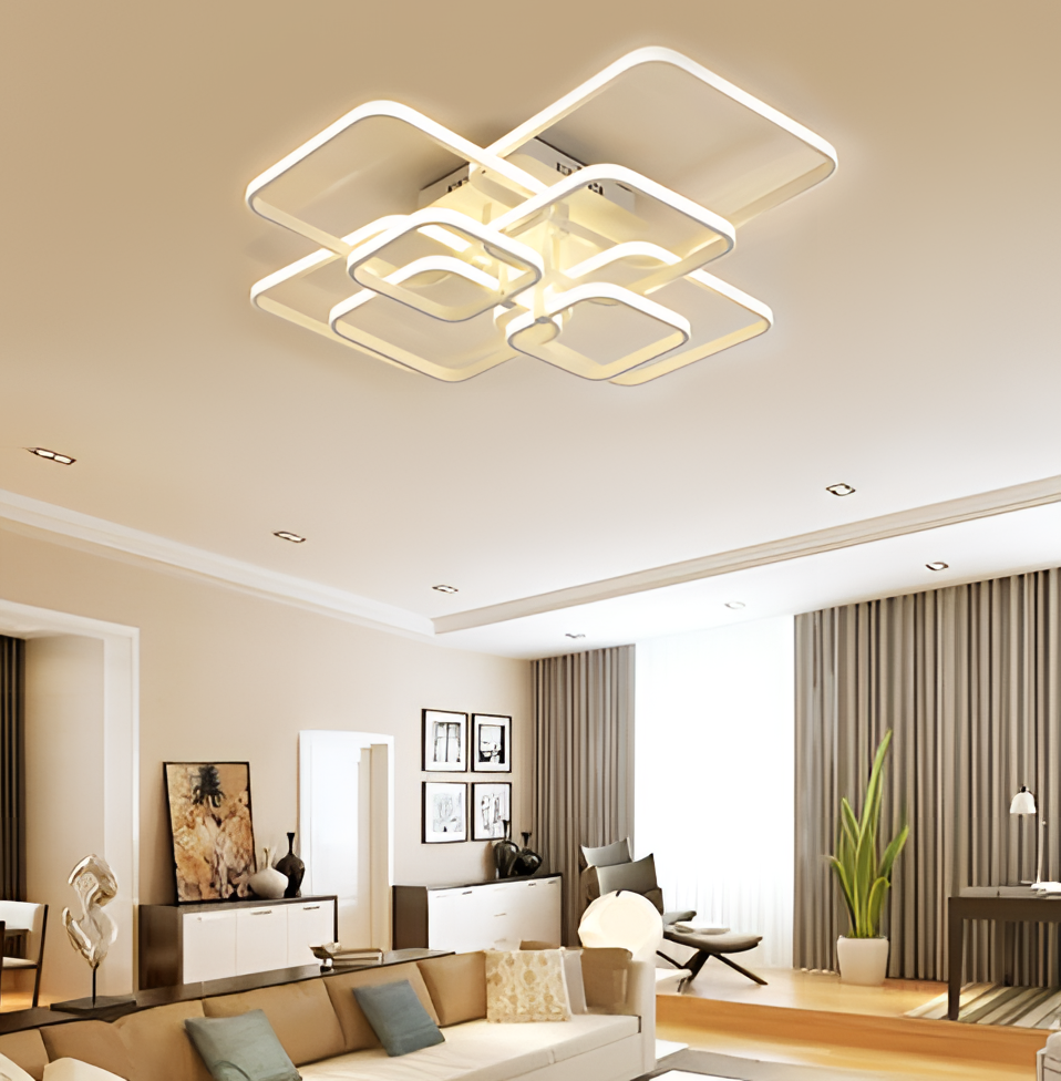 Layered Modern LED Chandelier - Square | Lighting | NordicAbode.com