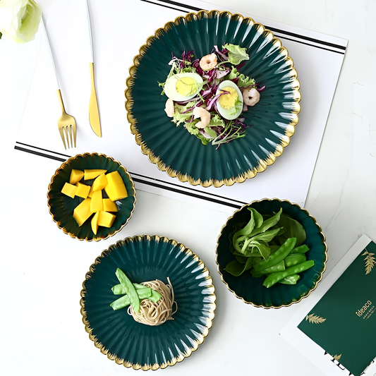 Green Glossy Green and Gold Dinnerware | Dinnerware | NordicAbode.com