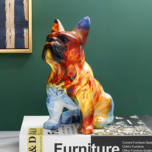 Ice Flaming French Bulldog Statue | Statues | NordicAbode.com