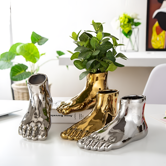 Gold Elegant Ceramic Foot Vase | Vases | NordicAbode.com