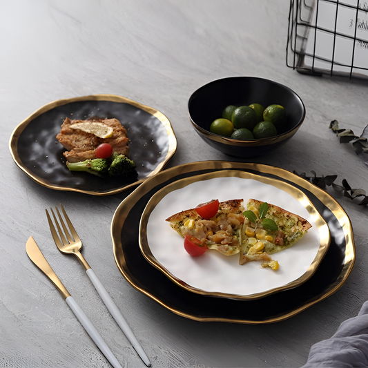 Handmade Gold Rim Ceramic Dinnerware | Dinnerware | NordicAbode.com