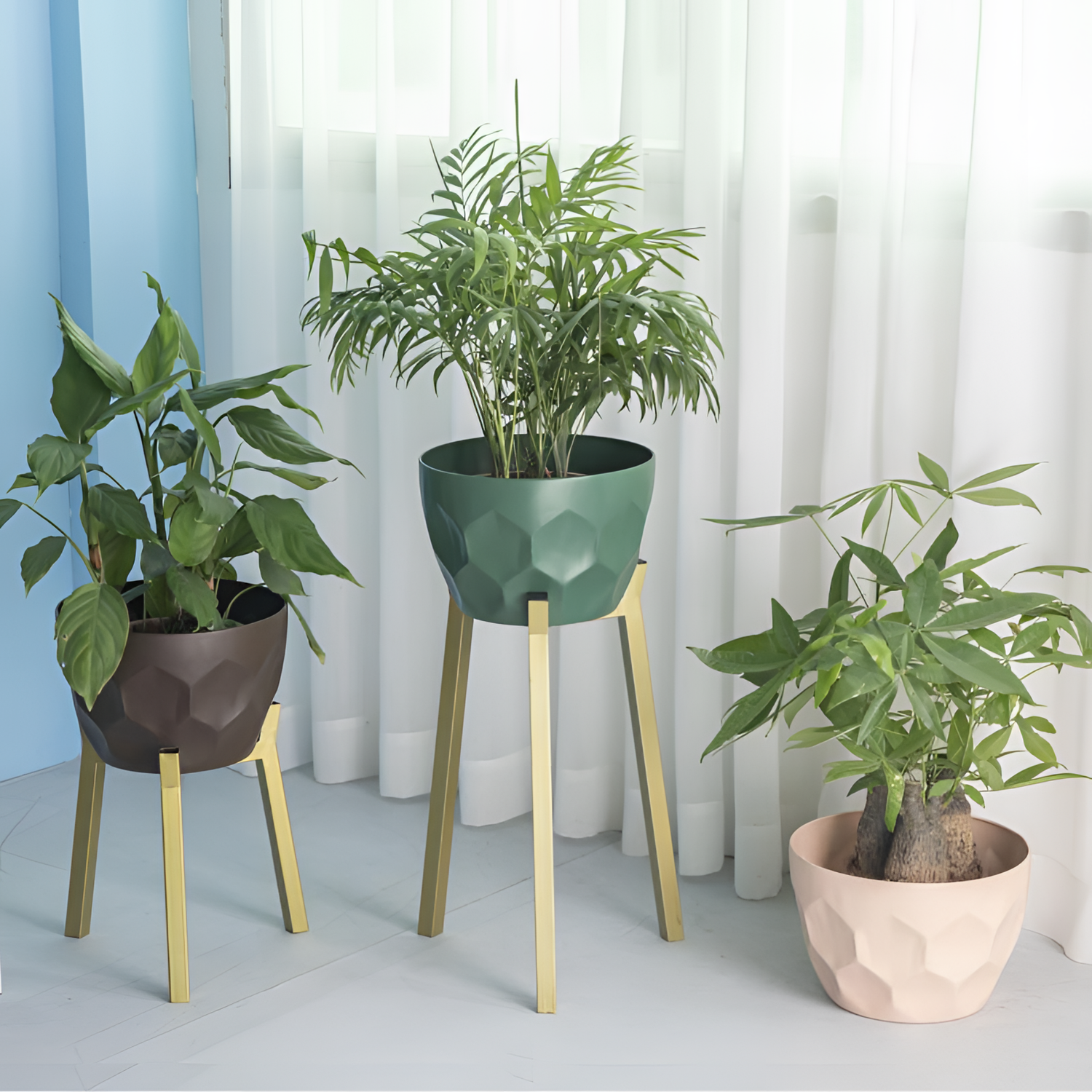 Koa Modern Geometric Planter with Stand | Planters | NordicAbode.com