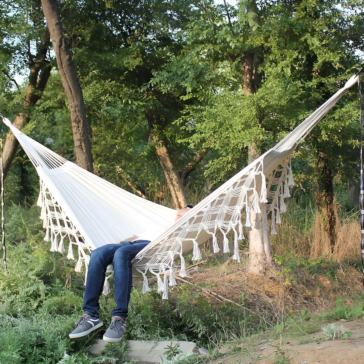 Swingly Boho Hanging Hammock Swing | Outdoor Relaxation | NordicAbode.com