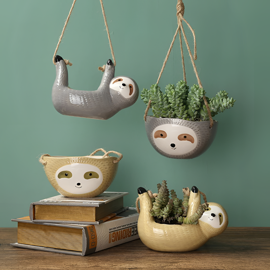 Hanging Sloth Ceramic Plant Pot | Planters | NordicAbode.com