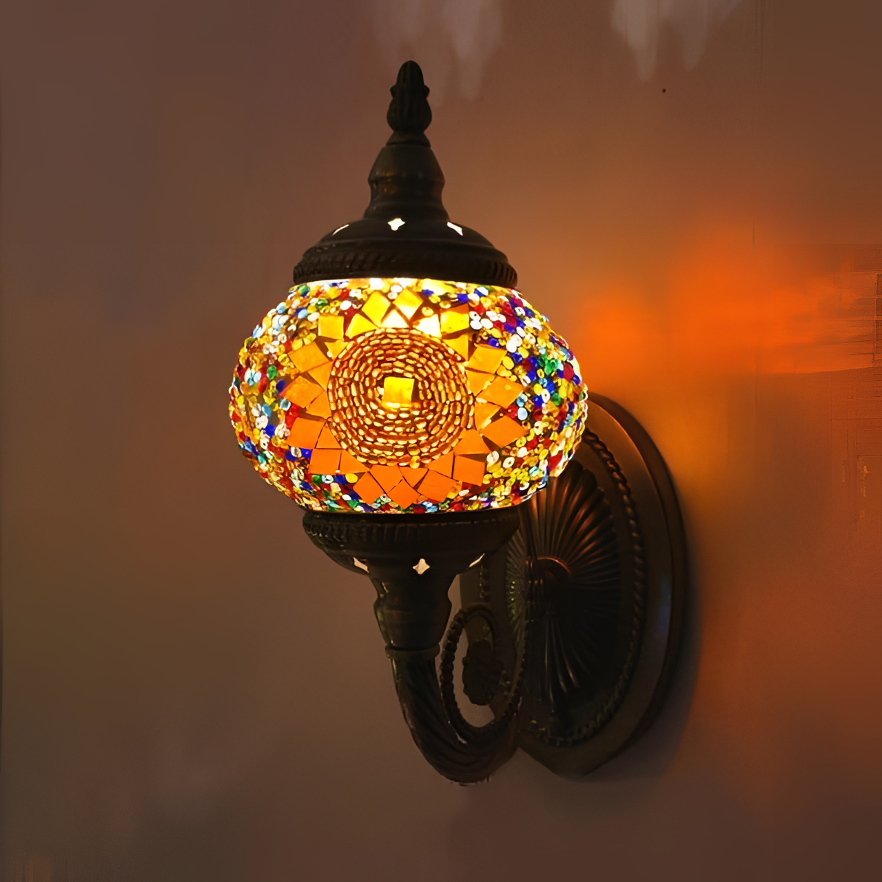 Philomena Mediterranean Mosaic Glass Lantern | Lighting | NordicAbode.com