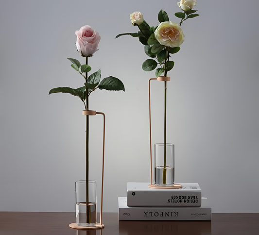 Baylor Nordic Iron Tabletop Vase with Glass Cup | Vases | NordicAbode.com