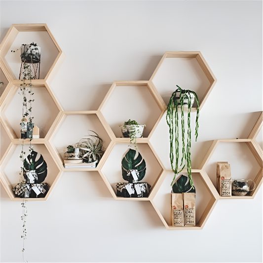 Rev Nordic Hexagonal Wooden Shelf | Shelves | NordicAbode.com