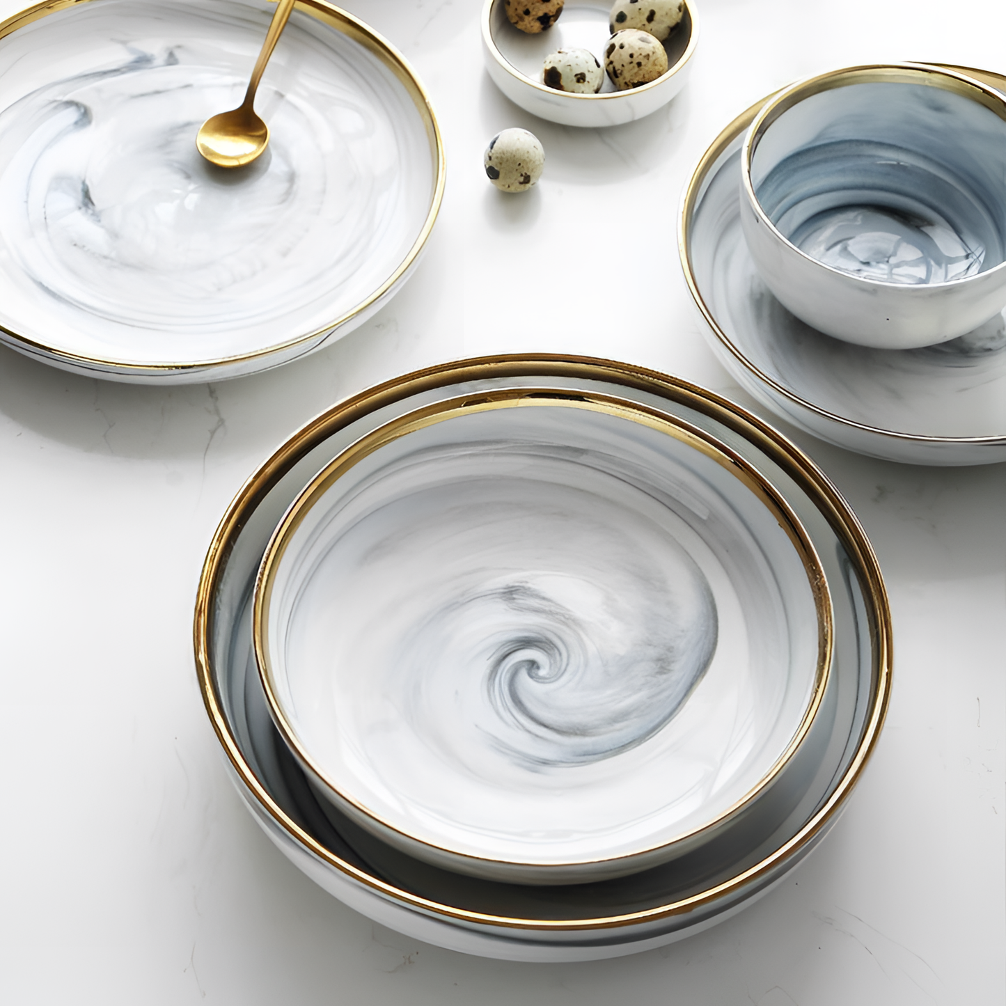 1Pcs Marble Pattern Ceramic Dinnerware Set | Dining | NordicAbode.com