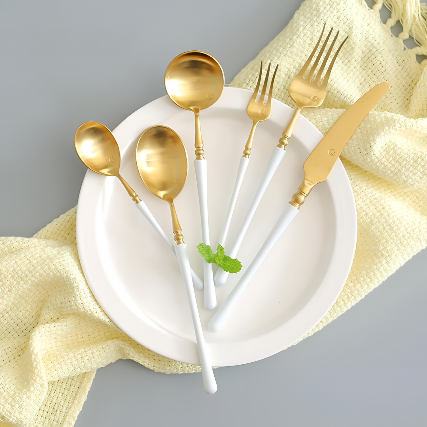 1 Gold and White Cutlery Set | Tableware | NordicAbode.com