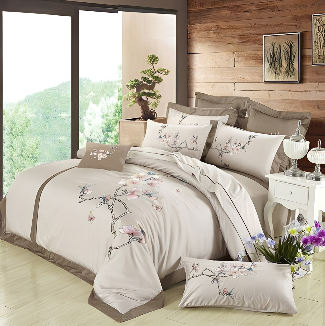 Safeena Floral Egyptian Cotton Bedding Set | Bedding | NordicAbode.com