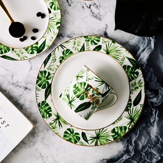 Gold Green Plant Tableware | Dinnerware | NordicAbode.com